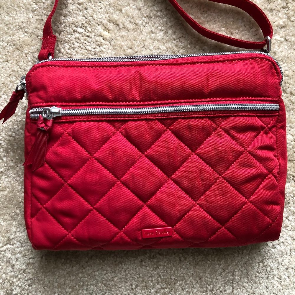 EUC - Vera Bradley Triple Compartment Crossbody - Cardinal Red Performance Twill